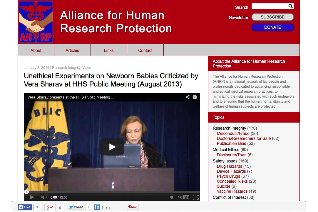 web design for a new york non-profit organization - Alliance for Human Protection