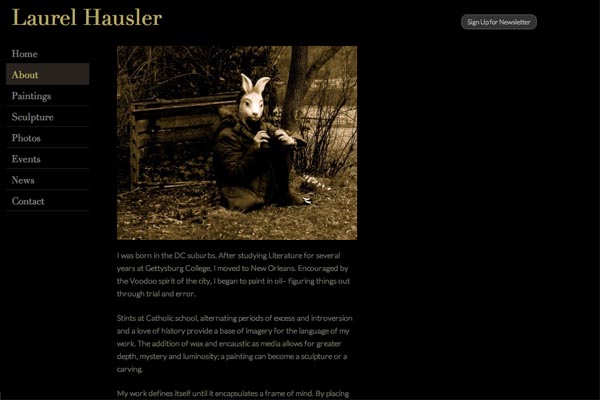web design for a Maryland artist - about page