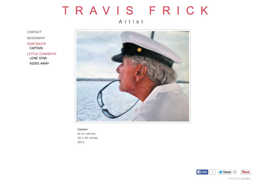 web design for a portrait painter - captain painting page