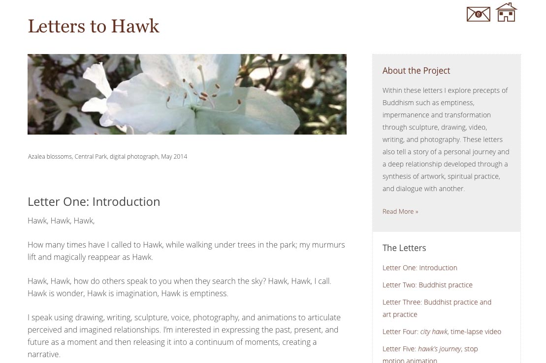 web design for an artist project - letter one page