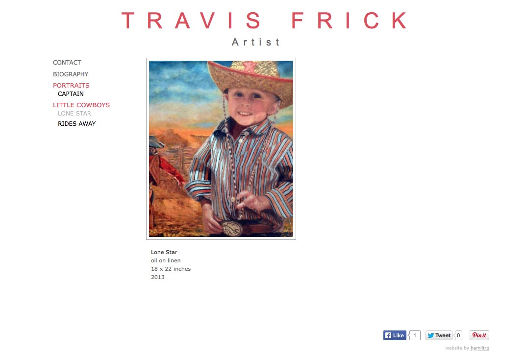 web design for a portrait painter - lone star painting page