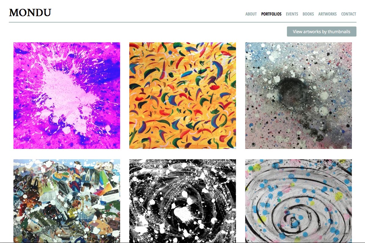web design for an artist with e-commerce - portfolios index page