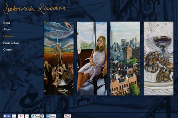 web design for an artist - galleries landing page