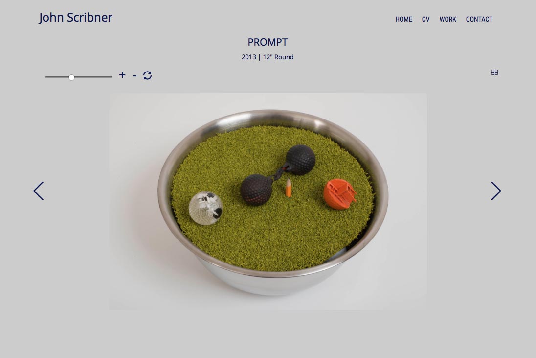 web design for an assemblage artist - single artwork page