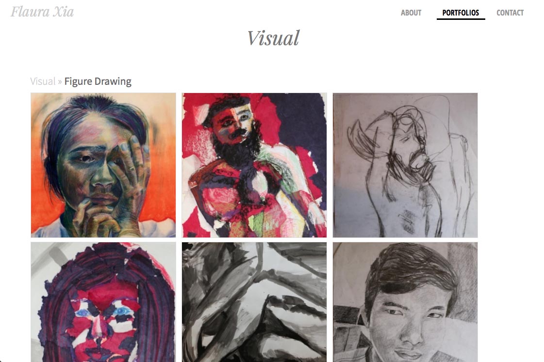 web design for an artist, writer, composer and actor - visual art index page