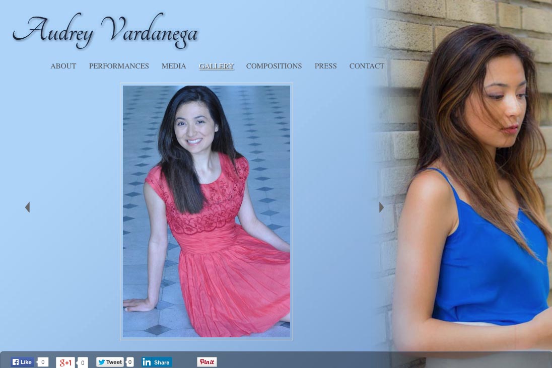 web design for a young concert pianist - single photo from gallery section