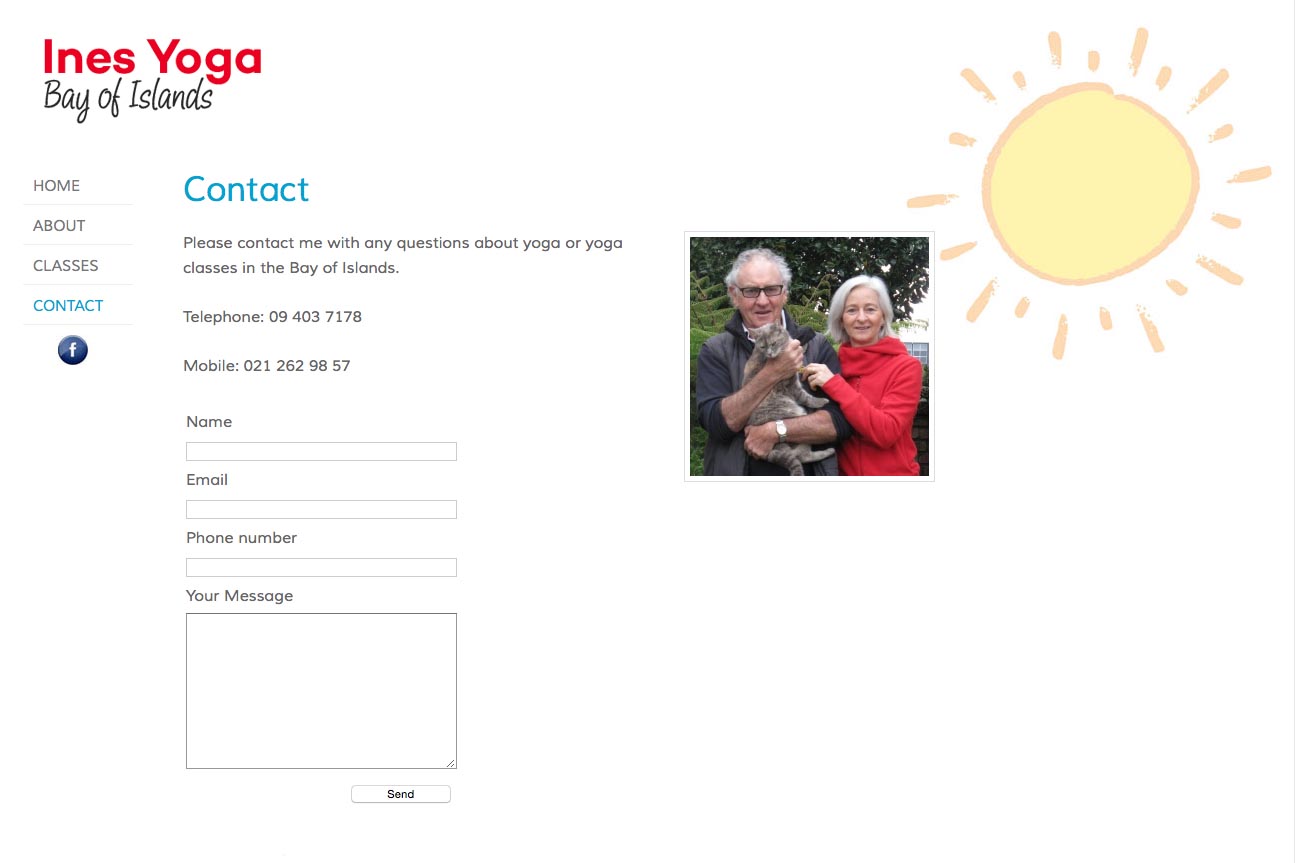 simple web design for a yoga teacher - contact