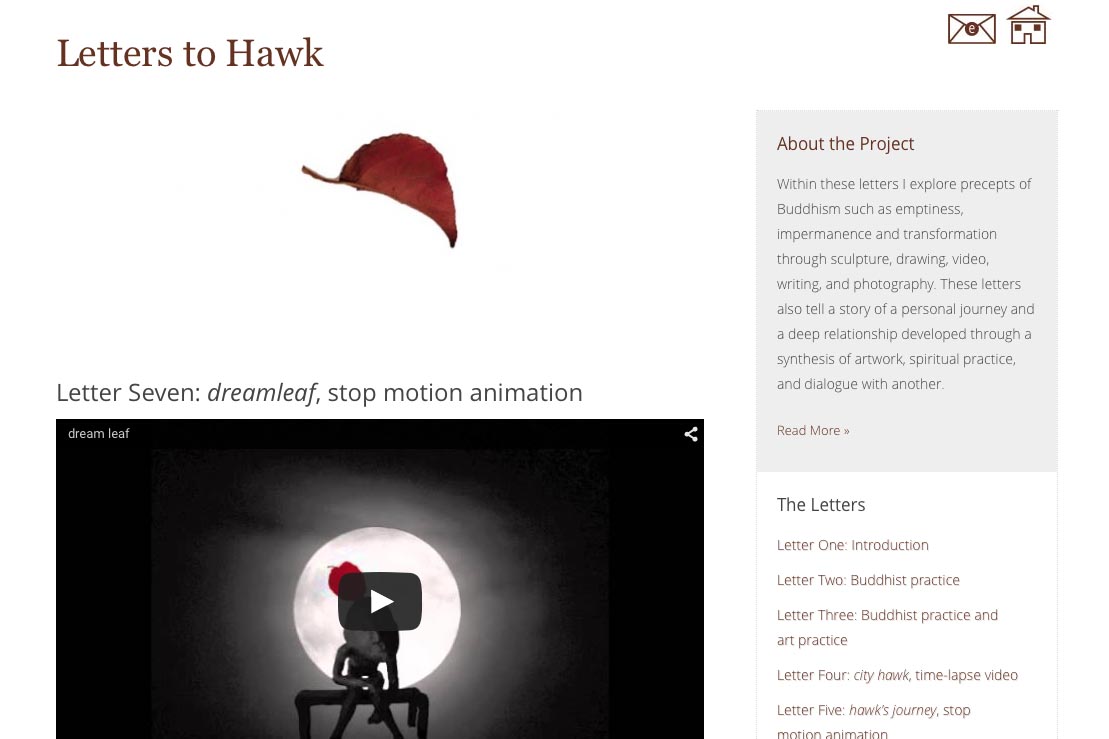 web design for an artist project - letter seven page