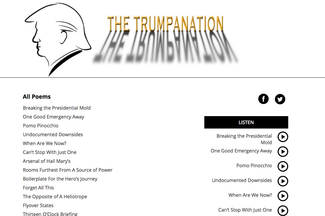 website designed for a writer of poems about Donald Trump as President