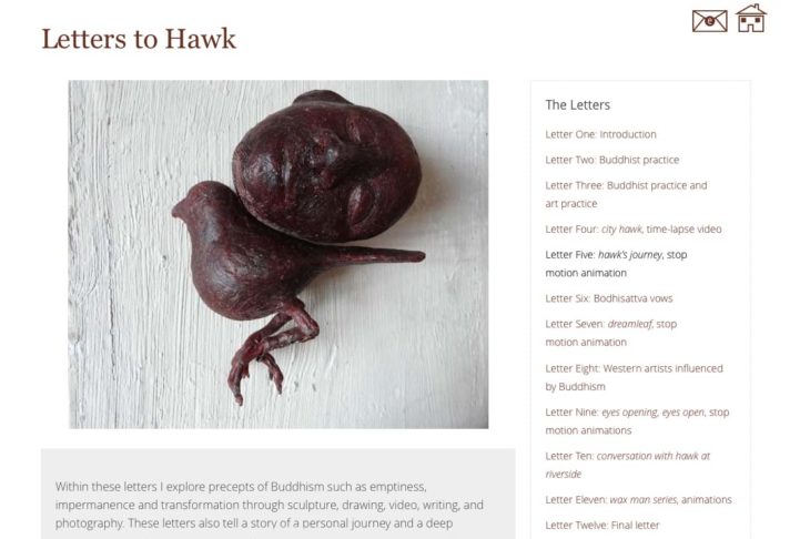 design for an artist website: letters to hawk
