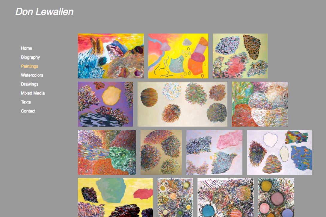 web design for abstract artist - paintings index page