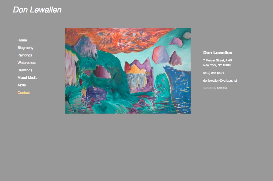 web design for abstract artist - contact page