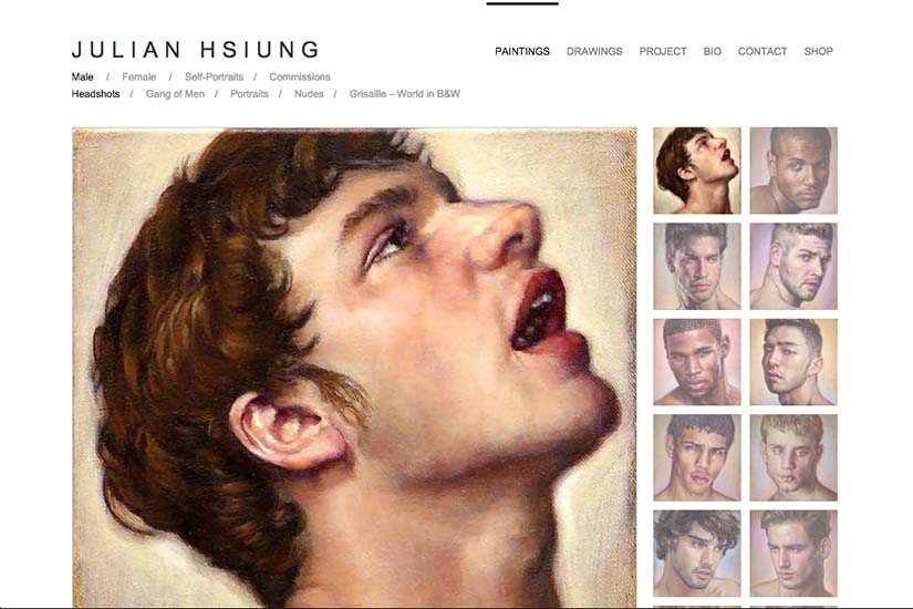 web design for an artist - paintings portfolio page