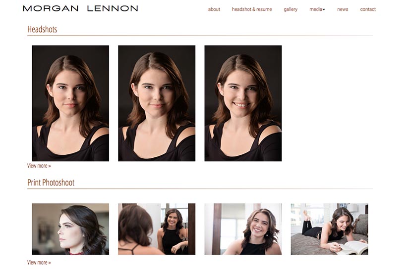 web design for a New York actor - gallery index page