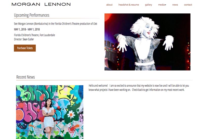 web design for a New York actor - news page