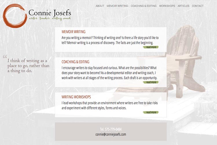 web design for a memoir-writing coach