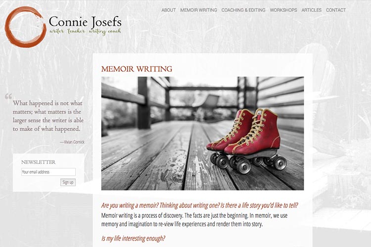 web and logo design for a memoir-writing coach