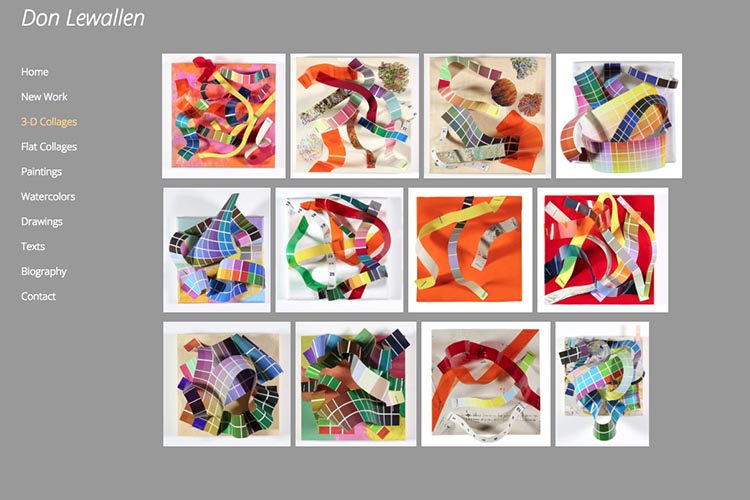 web design for an American abstract artist - 3-d collage index page