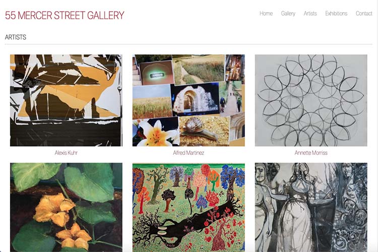 web design for an art gallery in New York - artists roster