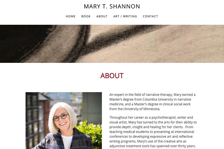 web design for an author - about page