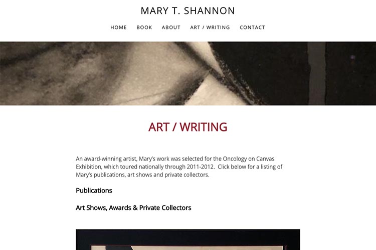 web design for an author - art and writing page