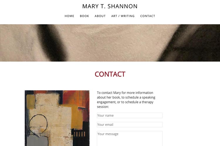 web design for an author - contact page