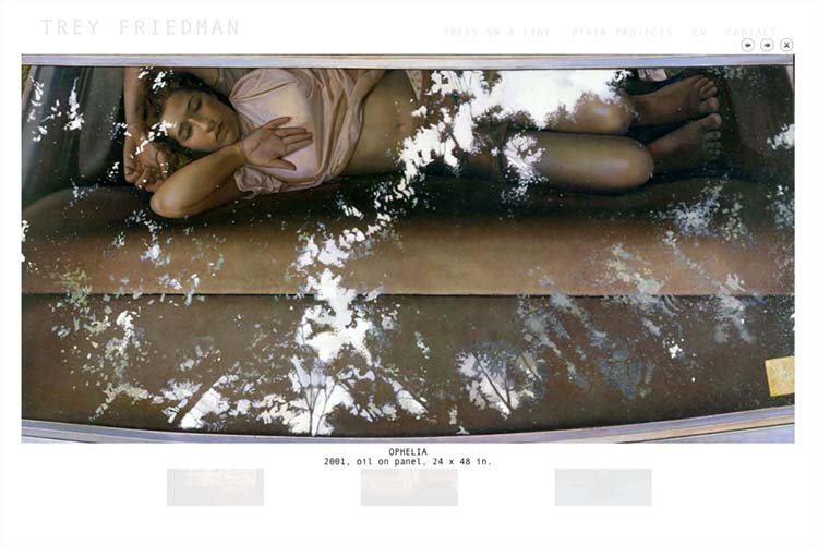 Web design for an artist - nearly to forest single page with lightbox