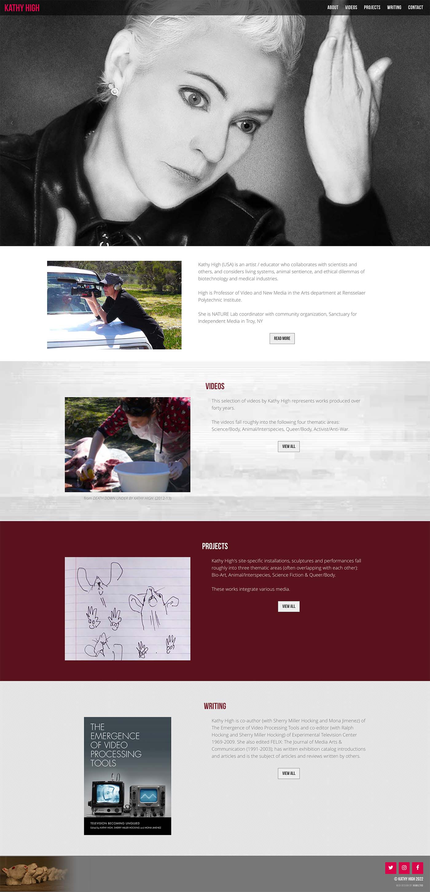 website design for a new media artist - Kathy High home page