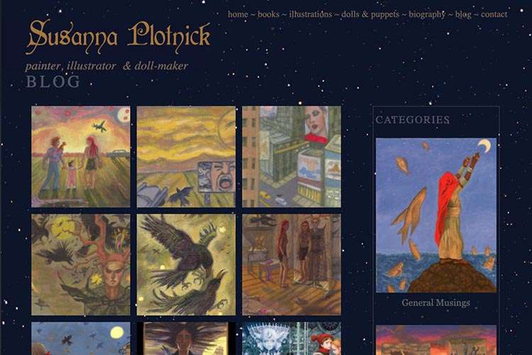 web design for a graphic novel artist - blog index page