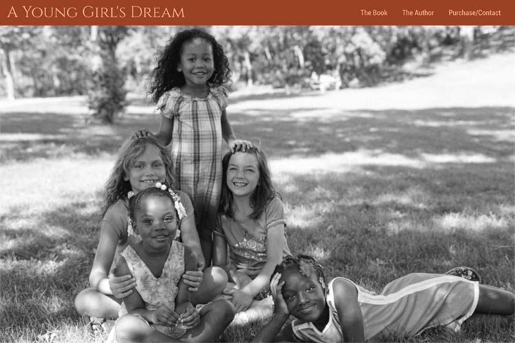 web design for a book about a young girl's dream