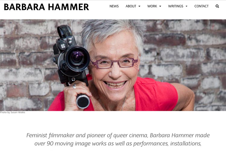 custom website design for filmmaker and performance artist Barbara Hammer, New York