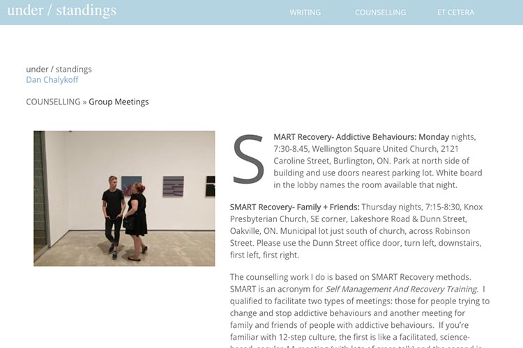 web design for a therapist and author - group counseling page
