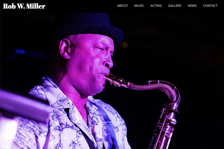 creative web design for a musician and actor - Rob Miller, New York