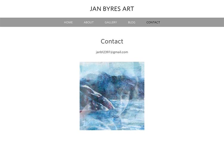 web design for an artist - contact page