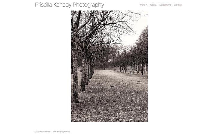 Bespoke website design for a photographer - Priscilla Kanady