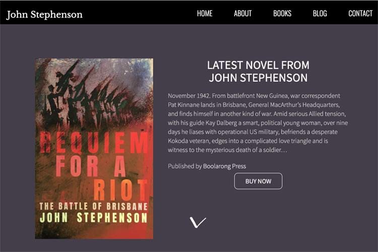 website design for an author with a new book