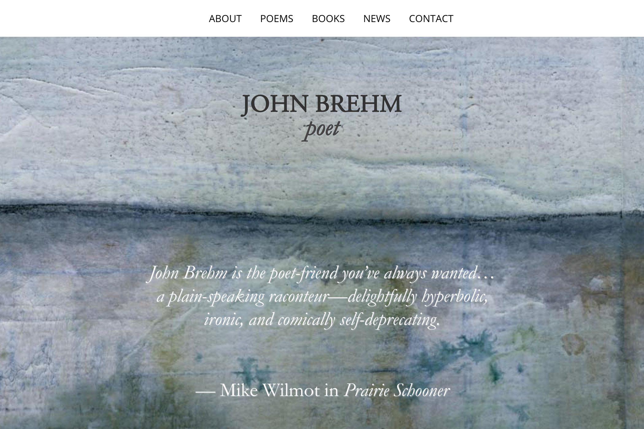 website design for a writer - home page for a poet