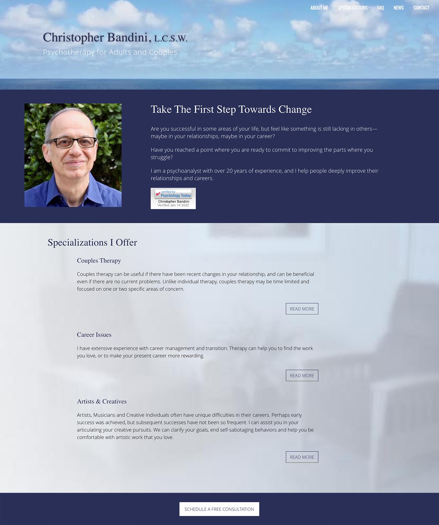 website design for psychotherapist Christopher Bandini