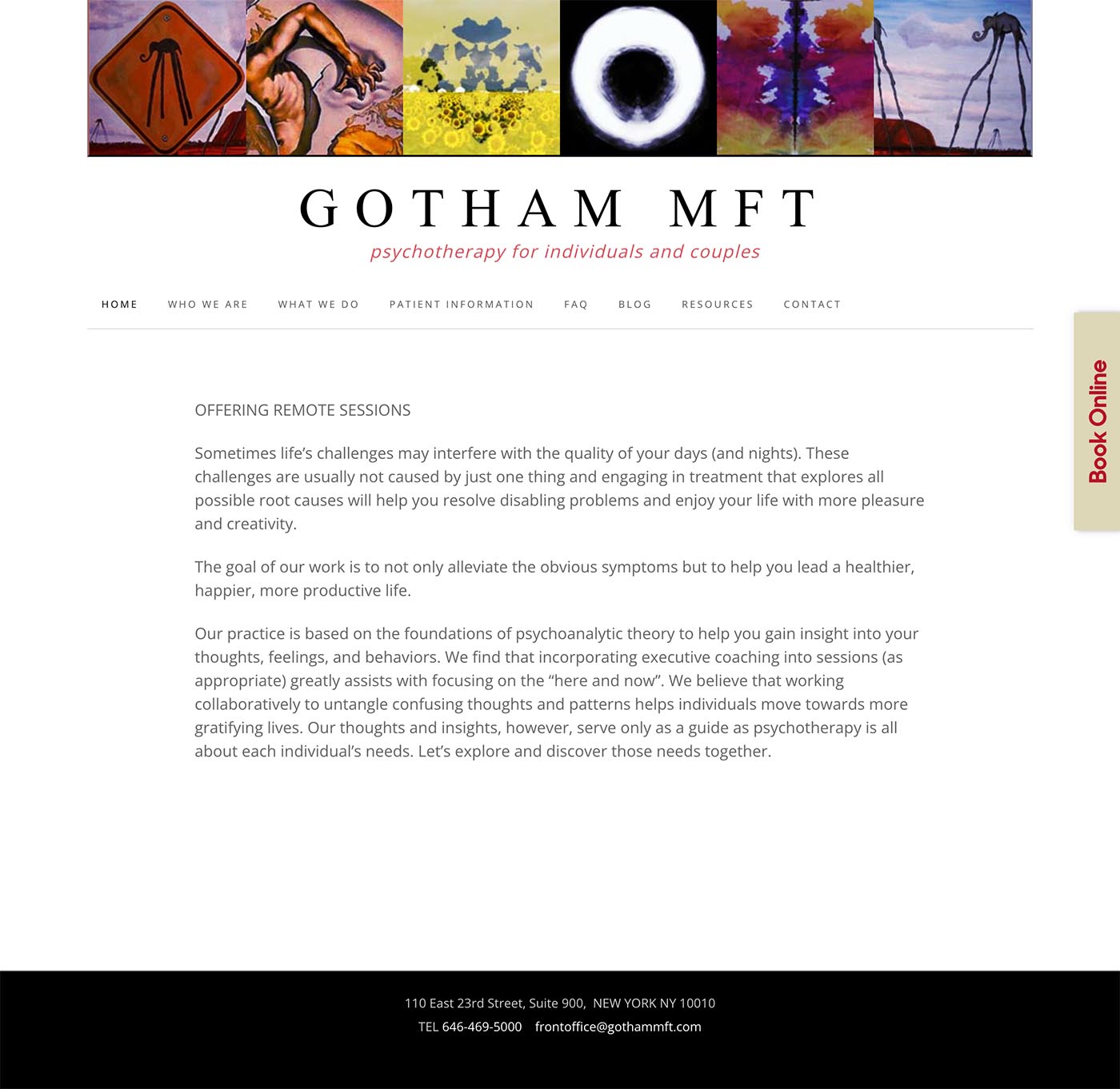 website design for a psychotherapist in Chelsea, New York