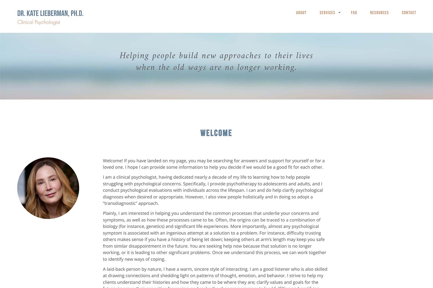 Custom website design for a therapist - Kate Lieberman.