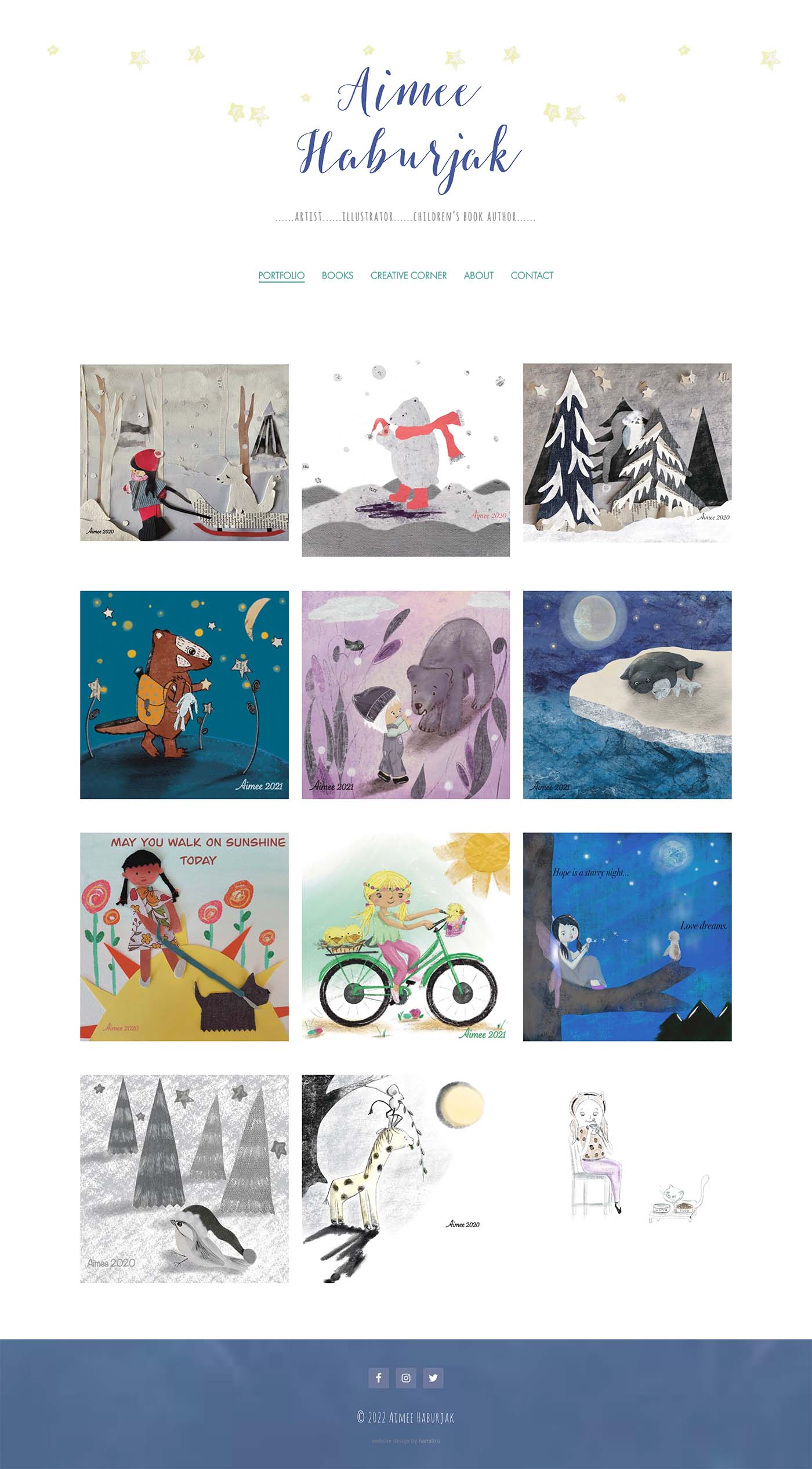 website design for a children's book illustrator - Aimee Haburjak