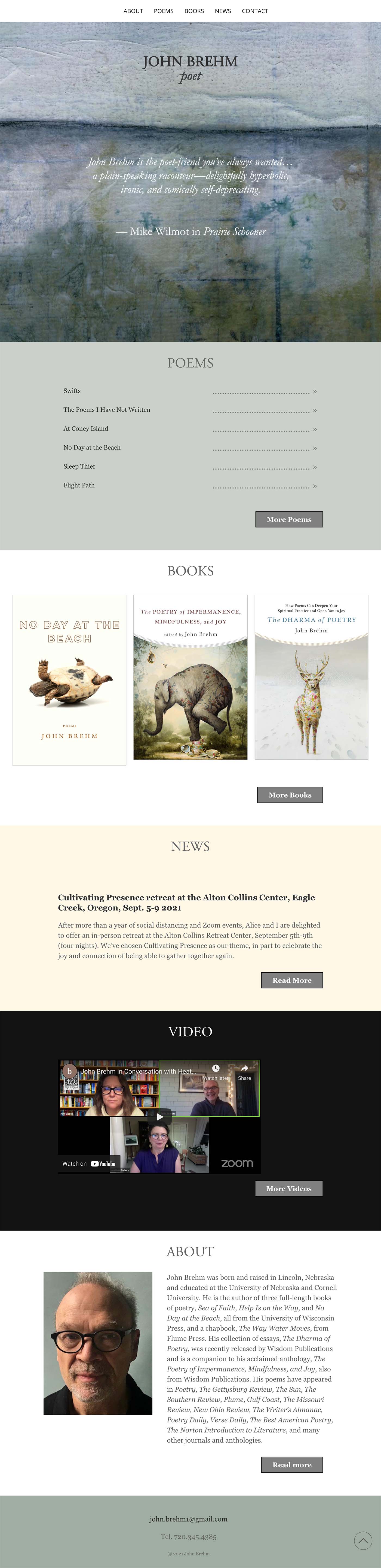 website design for authors - Website design for a poet, author and editor—this website displays books the author has written and edited as well as some poems.																																												 - long-scrolling page with rich visual sections making the website delightful to use.
