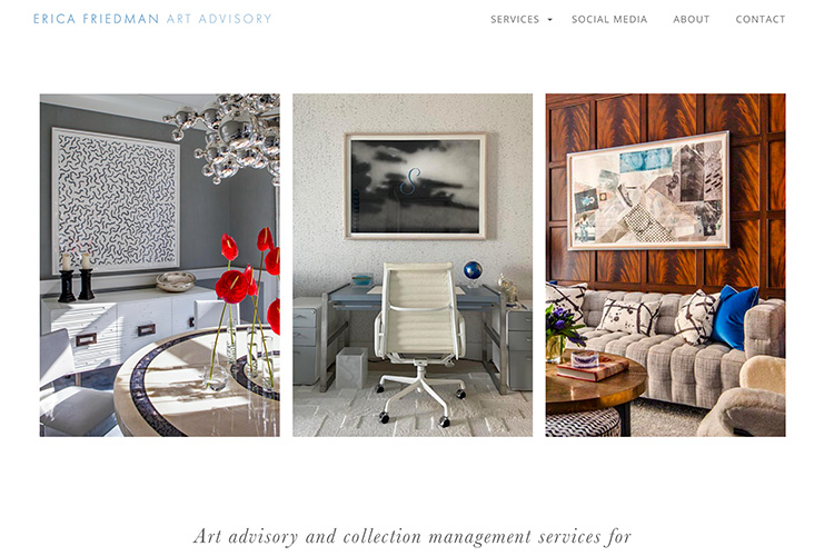website design for an art advisor - home page