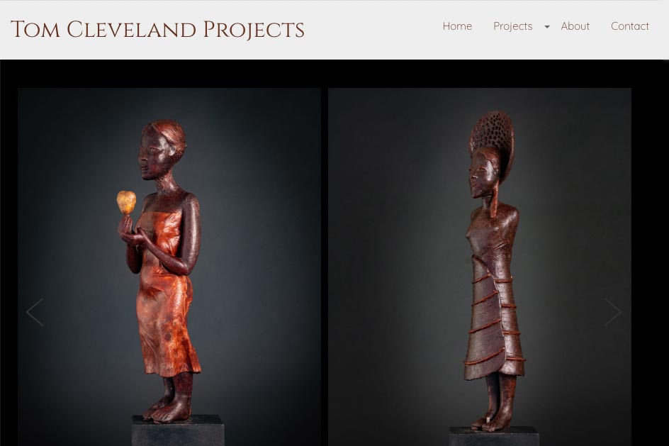 Custom website design for a sculptor - Tom Clevelend, New York.