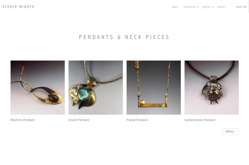 Bespoke website design for an artisan jeweler - Studio Migoto.