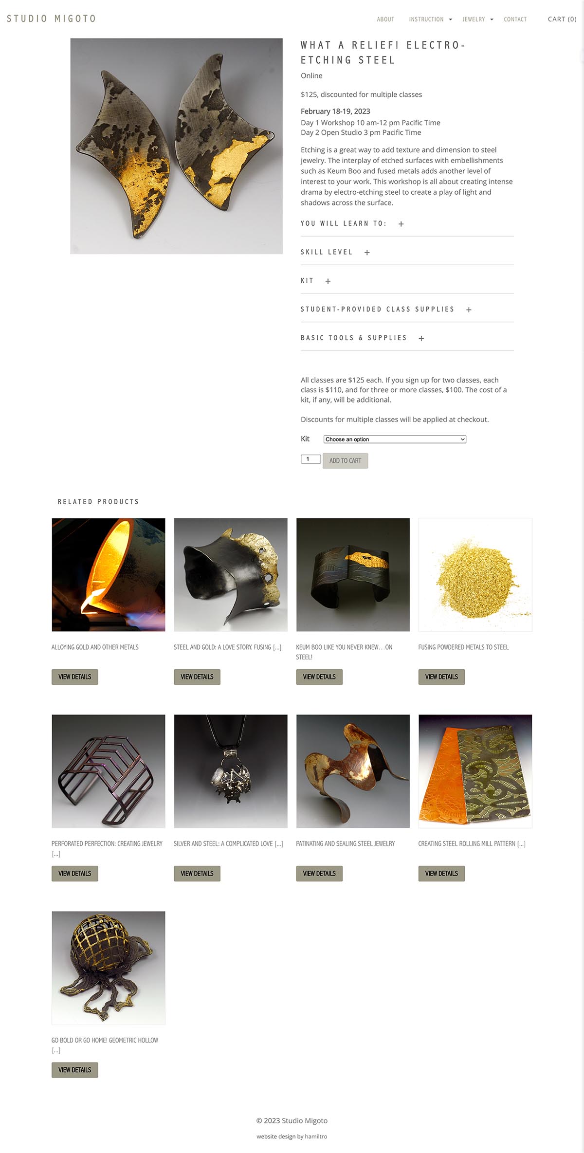 website design for artisans - Website design for a jeweler selling both artisan-crafted jewelry online and also offering classes and workshops.																																																								 - long-scrolling page with rich visual sections to help a user find what they are looking for.