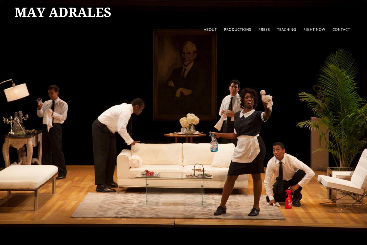 Bespoke web design for a theatre director - May Adrales, New York.