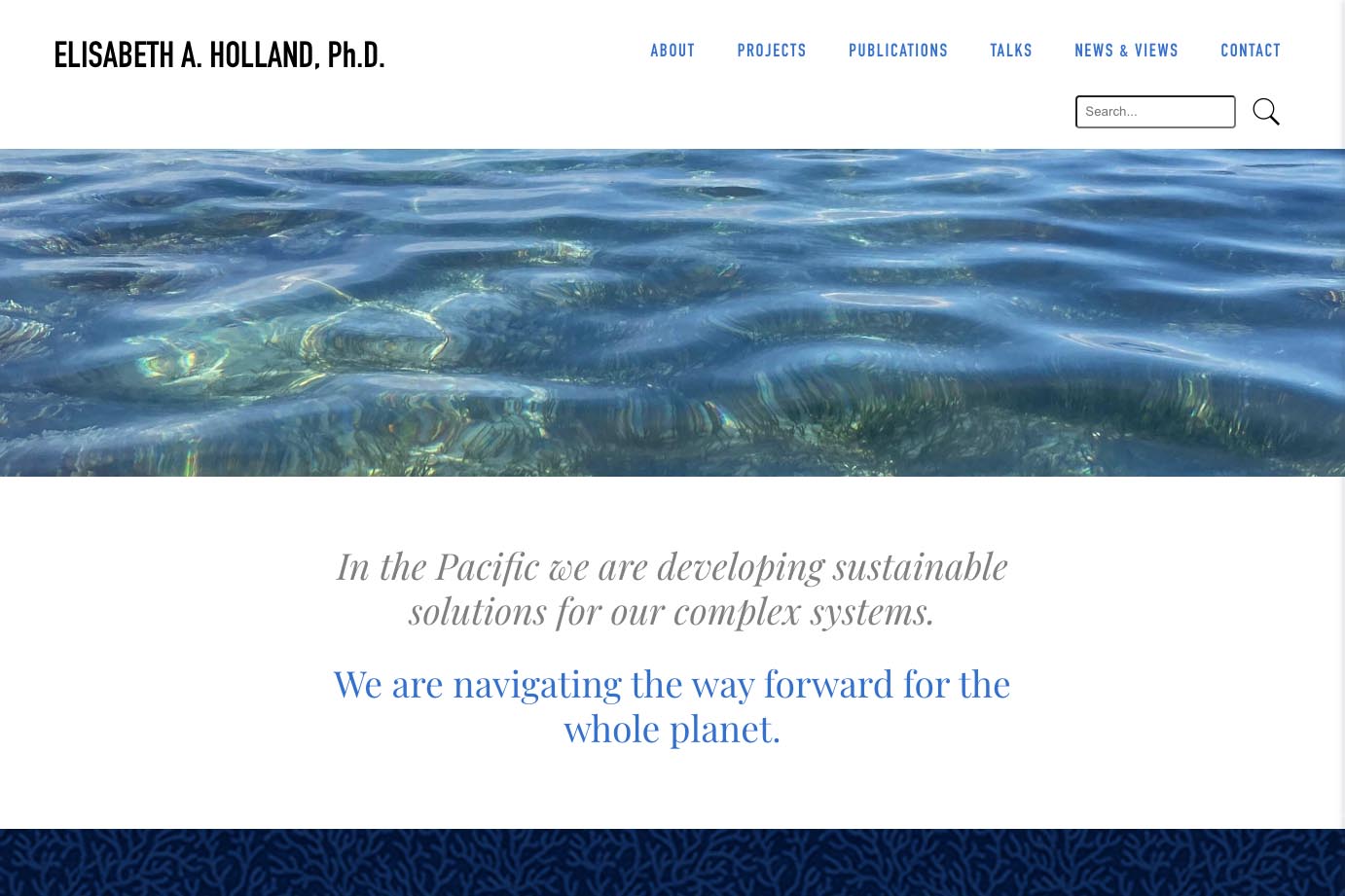 Bespoke website design for an environmental scientist - Elisabeth Holland.
