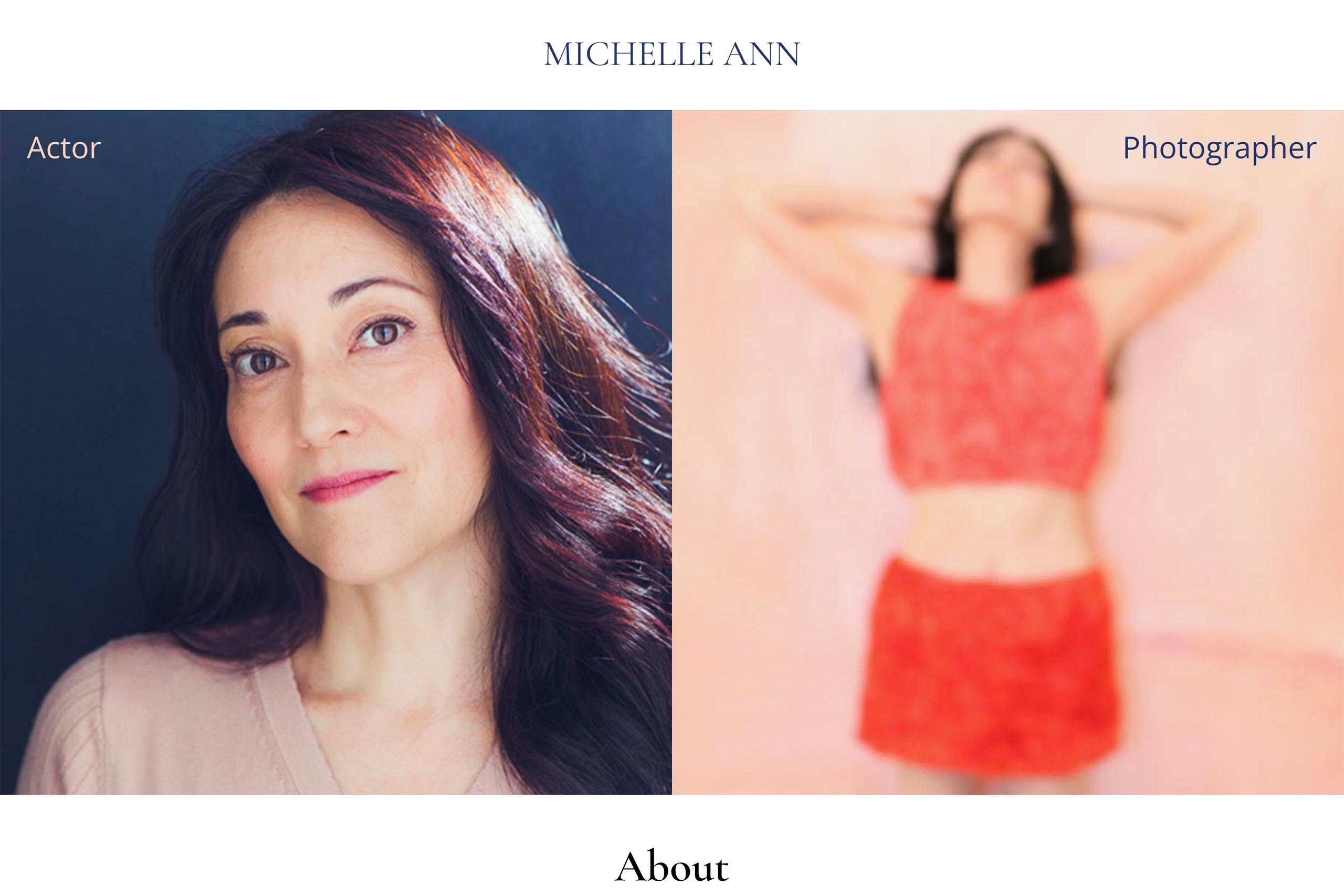 creative website design for an actor and photographer in New York - Michelle Ann