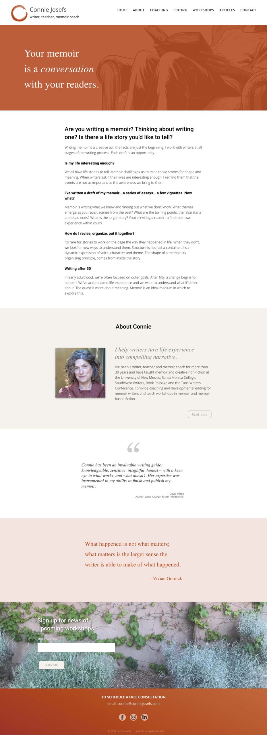 website designed for a memoir coach